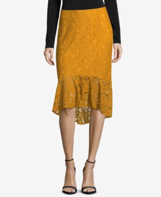 ECI - Lace Ruffled Pencil Skirt