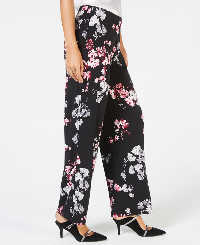 Alfani Petite Floral-Print Pull-On Pants, Created for Macy's - Macy's