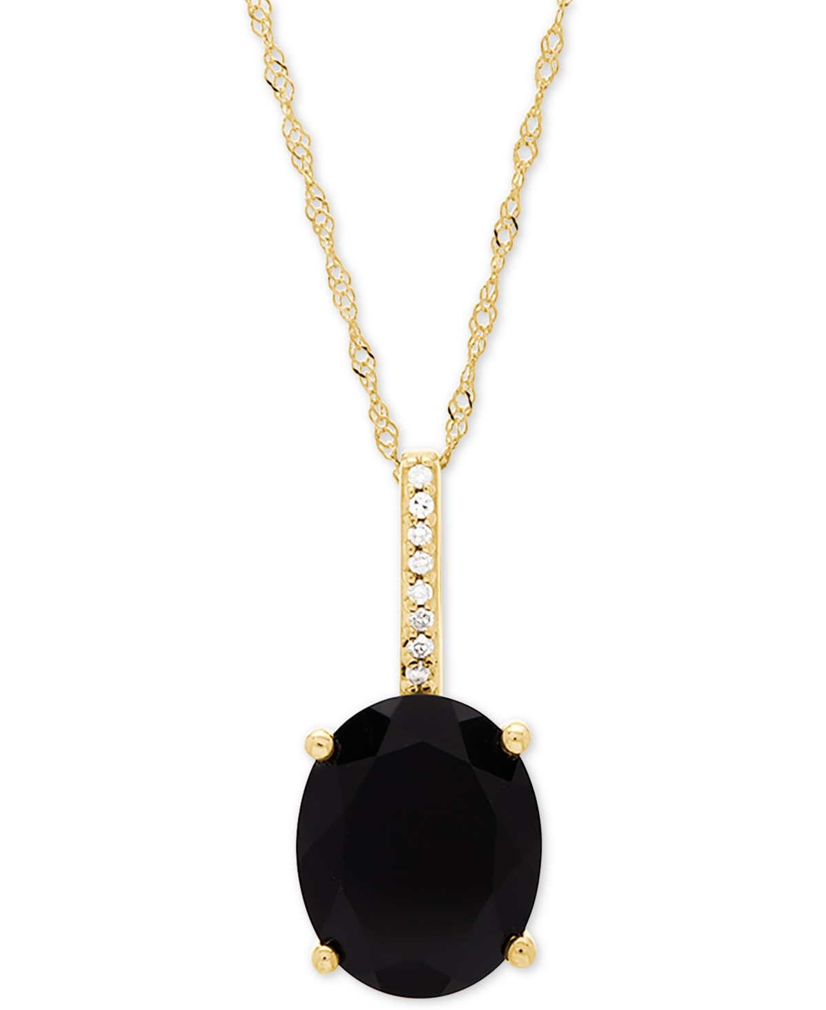 Honora Onyx (10 x 8mm) & Diamond Accent 18" Pendant Necklace in 14k Gold