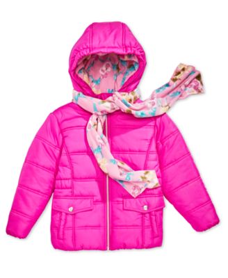 S Rothschild & CO - Toddler Girls Hooded Puffer Jacket with Scarf