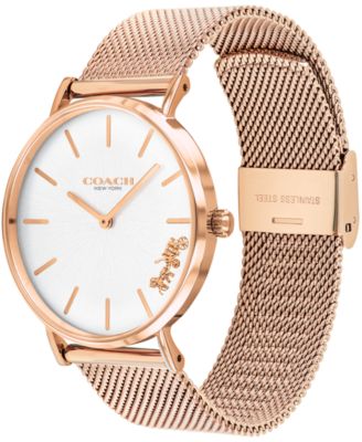 COACH Women's Perry Rose Gold-Tone Stainless Steel Mesh Bracelet Watch 36mm