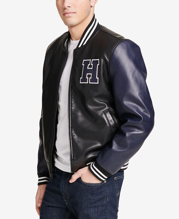 Tommy Hilfiger Men's Faux-Leather Varsity Jacket, Created for Reviews - Coats & Jackets - Men - Macy's