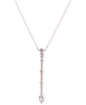 image of Nina Cubic Zirconia & Stone Bar Lariat Necklace, 17