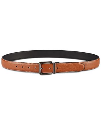 Perry Ellis Men's Reversible Leather Belt - Black/Brown With Swivel Buckle - View #12