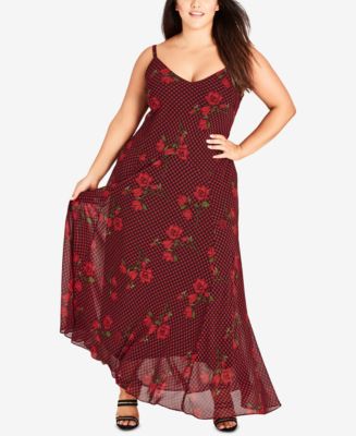 CITY CHIC Trendy Plus Size Mixed-Print Maxi Dress - Macy's