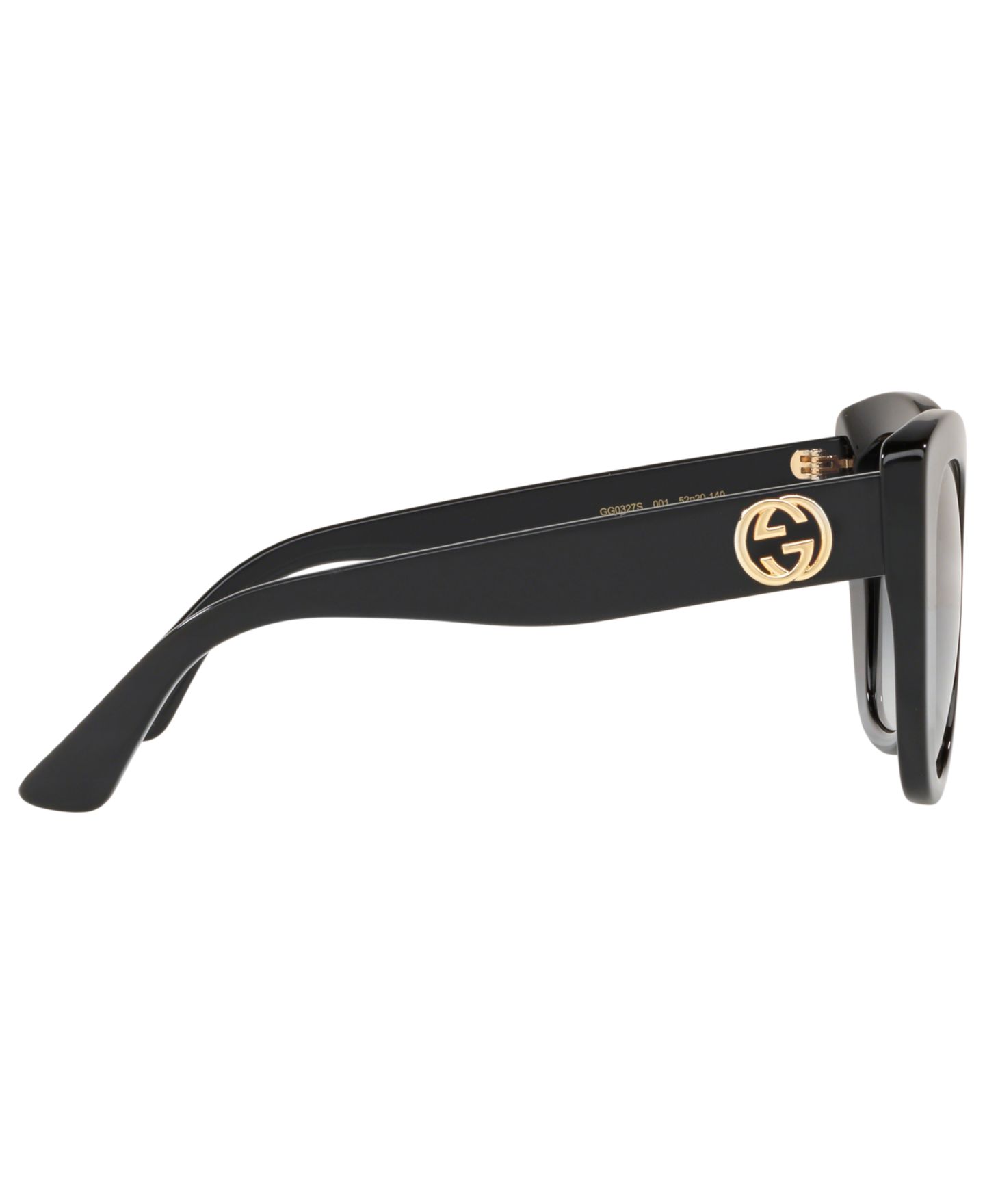Женские солнцезащитные очки Gucci Sunglasses, GG0327S, цвет: Чёрный блестящий / Серый — фото 4