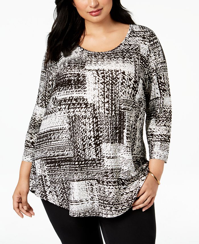 JM Collection - Plus Size Printed Top