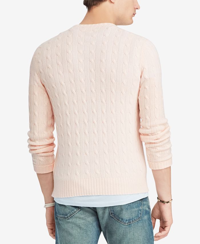 Polo Ralph Lauren Men's Pink Pony Cable Knit Cashmere Sweater & Reviews ...
