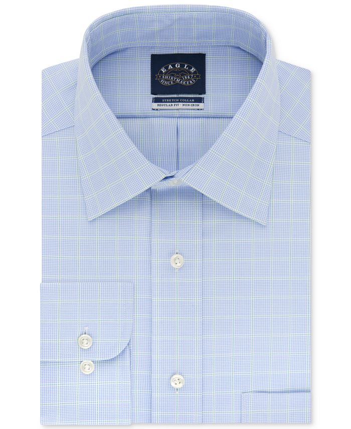 Eagle Men's Classic/Regular Fit NonIron Flex Collar Check Dress Shirt
