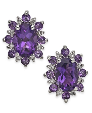 image of Amethyst (1-1/5 ct t.w.) & Diamond Accent Stud Earrings in 14k Gold
