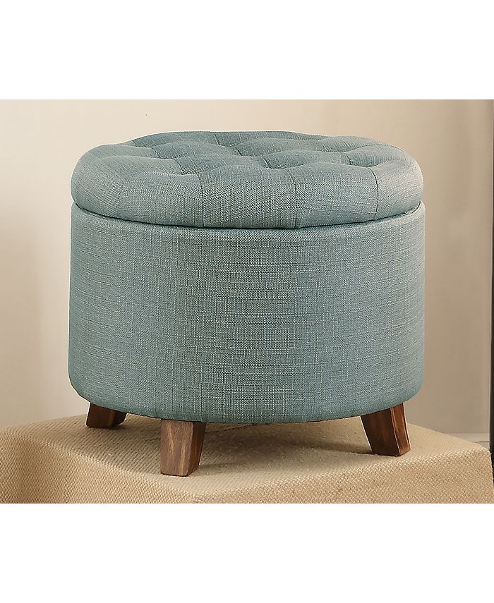 Poundex Fabric Round Ottoman - Macy's