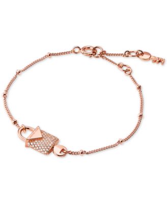 Michael Kors - Sterling Silver Crystal Padlock & Key Link Bracelet
