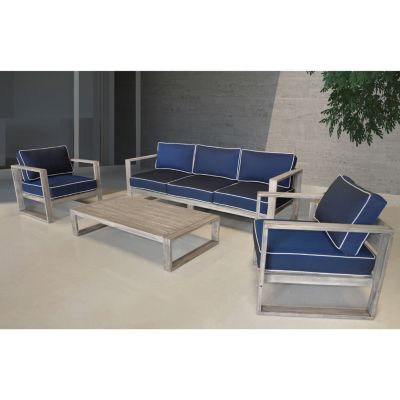 Driftwood Teak Modern North Shore Outdoor Club Chair with Cushions