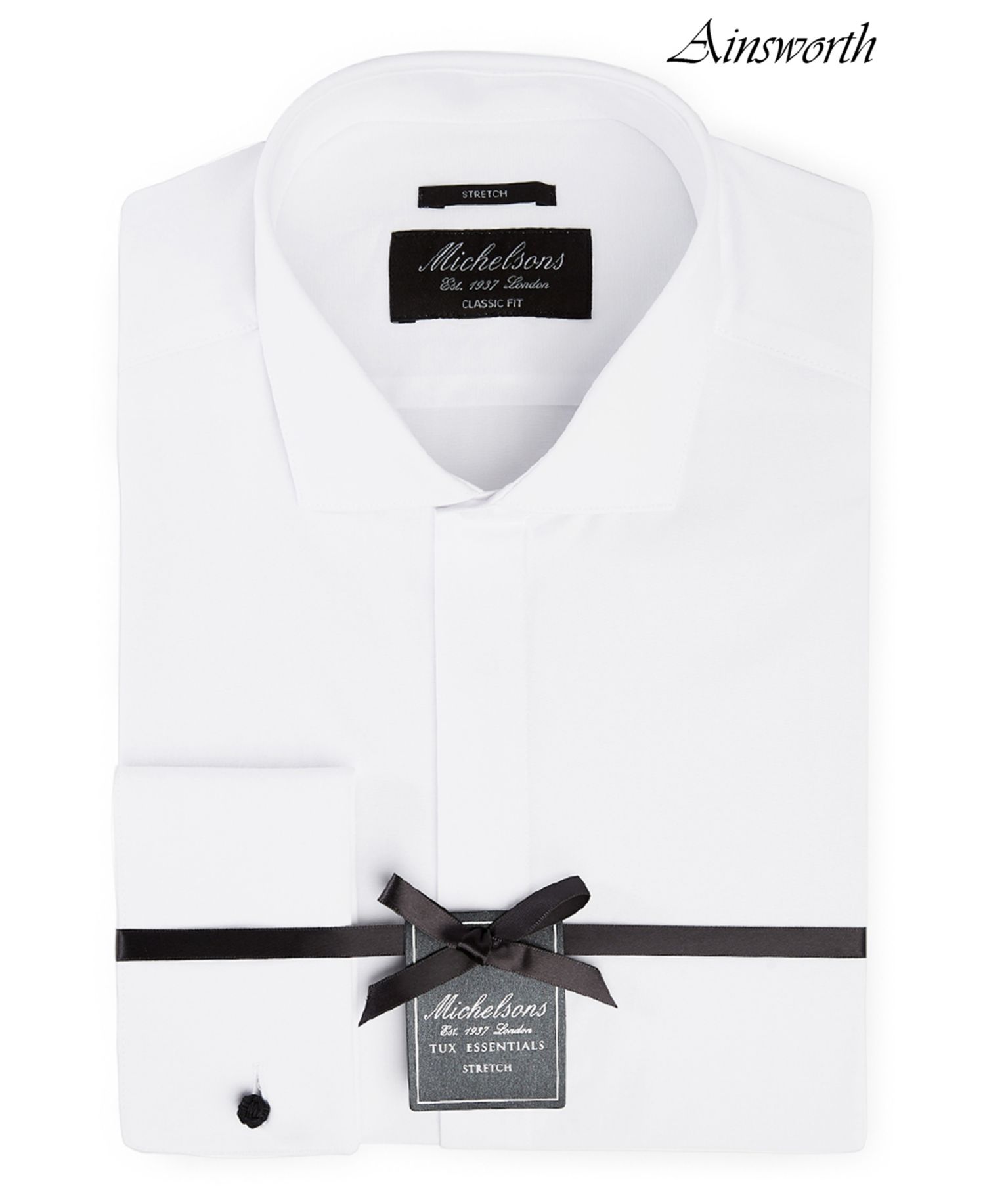 Men's Classic/Regular Fit Stretch Solid French Cuff Tuxedo Shirt