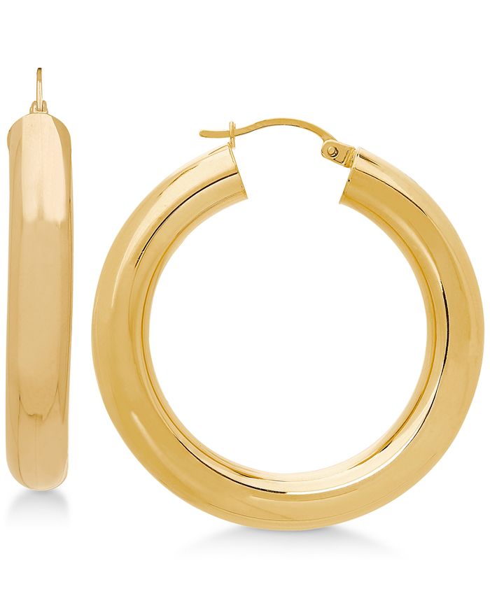 Macy's Polished Tube Hoop Earrings in 14k Gold - Macy's