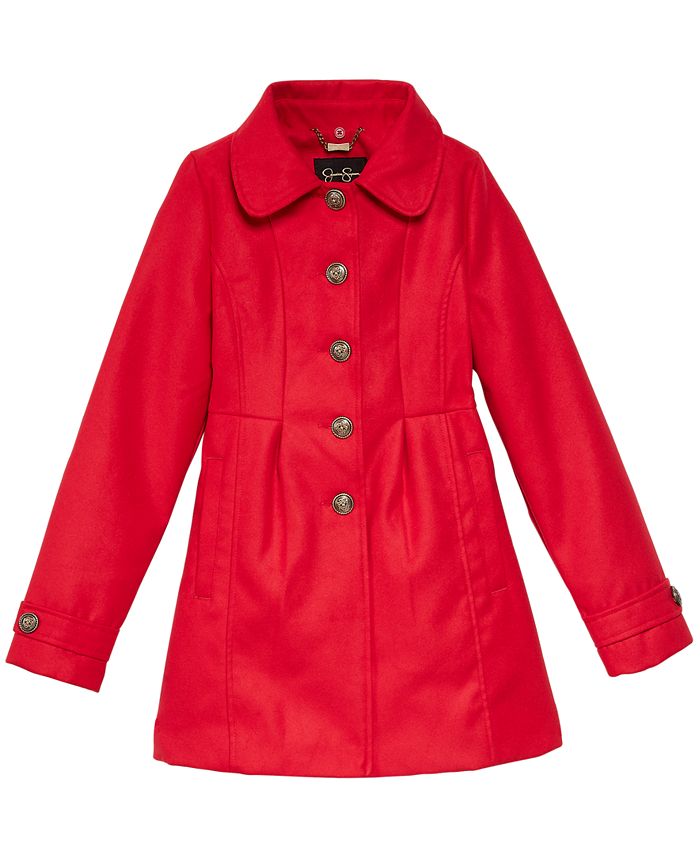 Jessica Simpson Big Girls Coat with Removable Faux-Fur Collar - Macy's