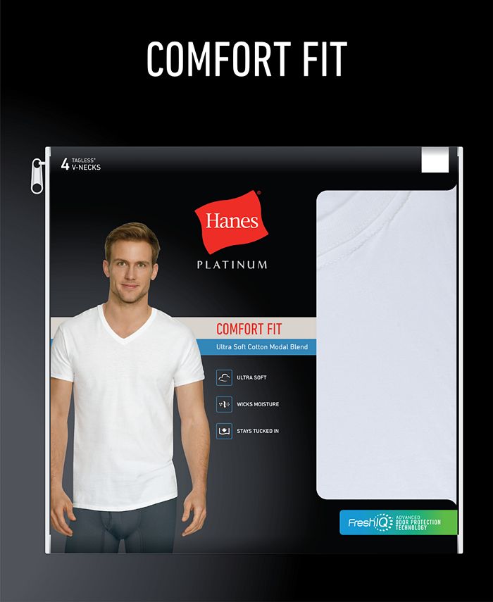 Hanes Men's 4-Pk. Platinum Comfort Fit V-Neck T-Shirts - Macy's