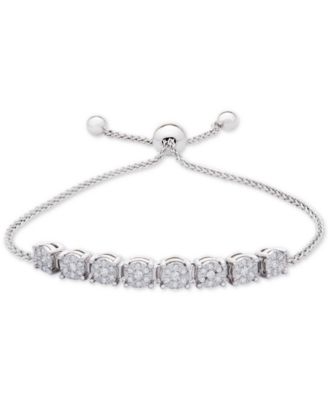 Macy's Diamond Cluster Bolo Bracelet (1/5 ct. t.w.) in Sterling Silver ...