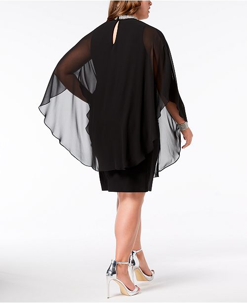 XSCAPE Plus Size Embellished Chiffon-Overlay Dress & Reviews - Dresses ...