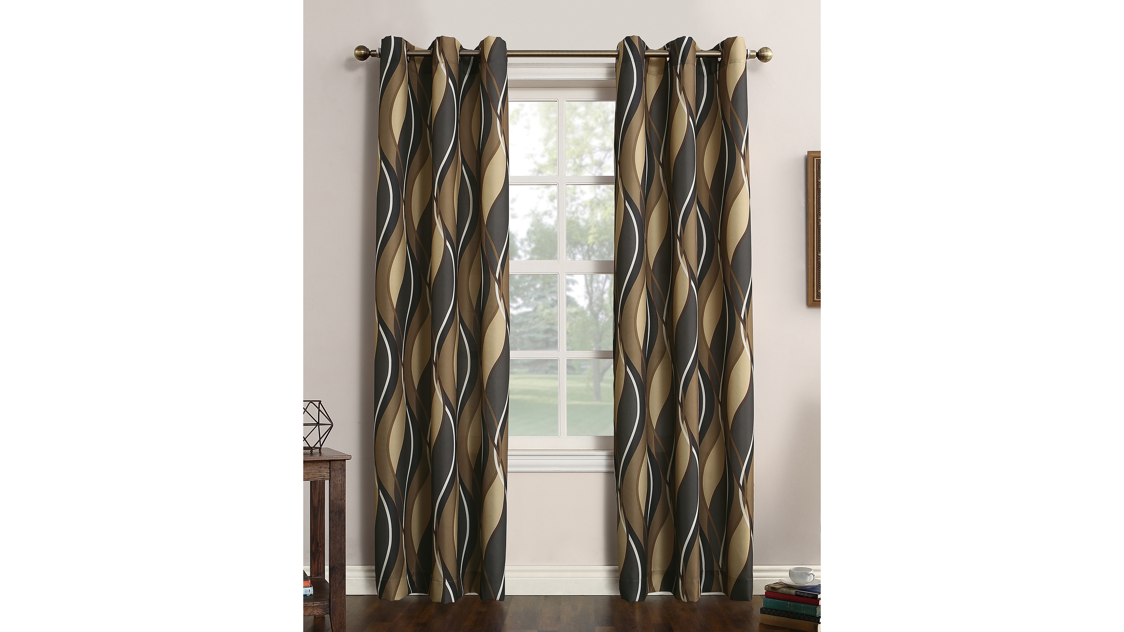 Intersect Ogee Print Semi-Sheer Grommet Curtain Panel