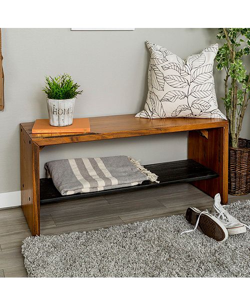 Walker Edison 42 Solid Rustic Reclaimed Wood Entry Bench Amber