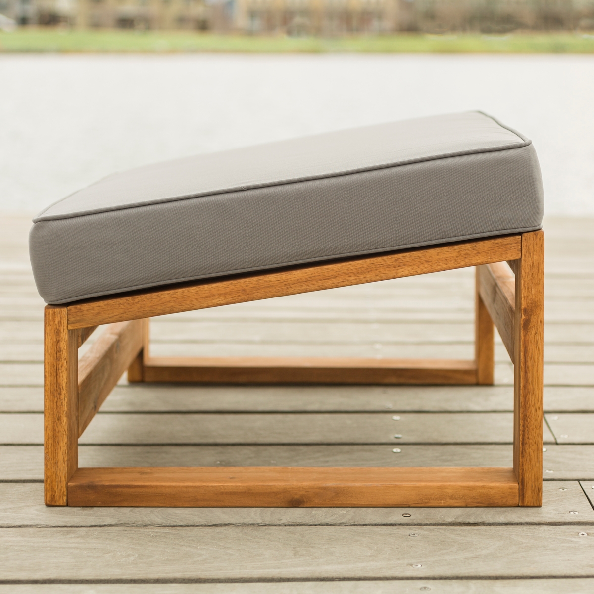 Outdoor Classic Contemporary Open Side Chair and Ottoman with Cushions -- Brown