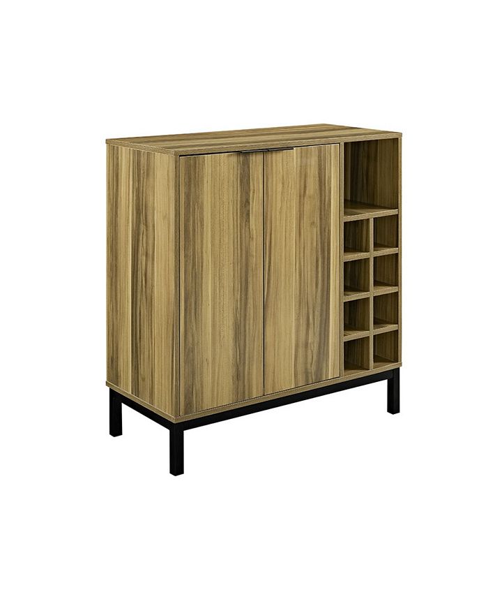 Walker Edison Bar Cabinet with Wine Storage Teak Macy s