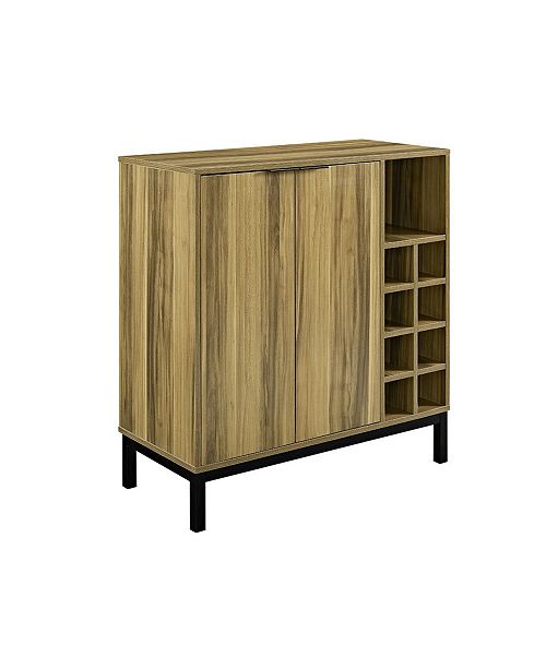 Walker Edison Bar Cabinet With Wine Storage Teak Reviews