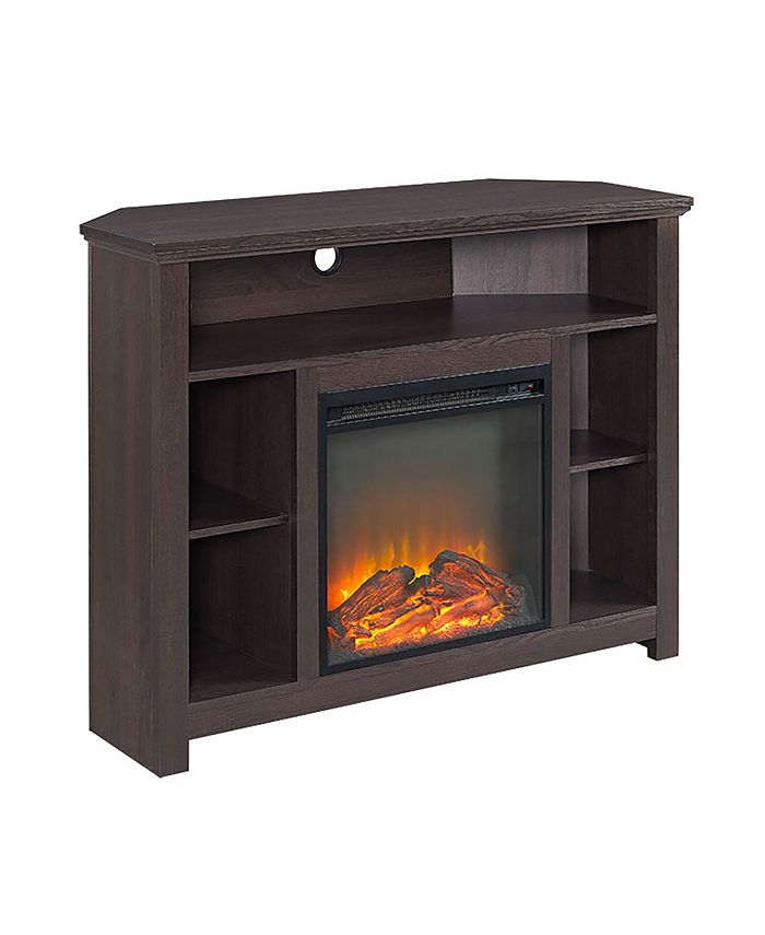 Walker Edison 44" Wood Corner Highboy Fireplace TV Stand Espresso