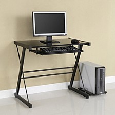 Home Office Glass Metal Computer Desk - Silver