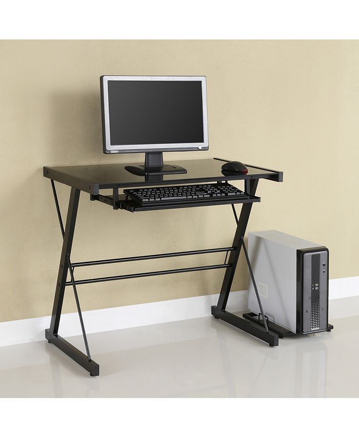 Walker Edison Home Office Glass Metal Computer Desk Silver Macy's