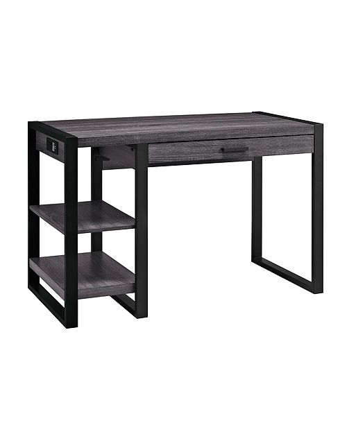 Walker Edison Home Office 48" Wood Storage Computer Desk Charcoal