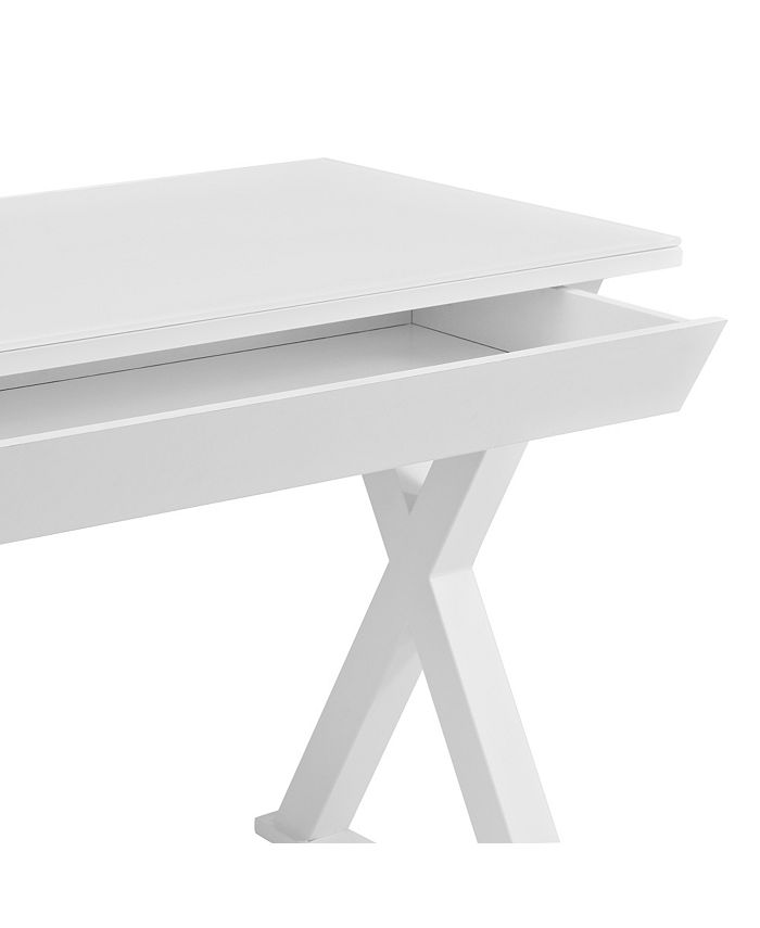 Walker Edison Home Office 48" Glass Metal Computer Desk White Macy's