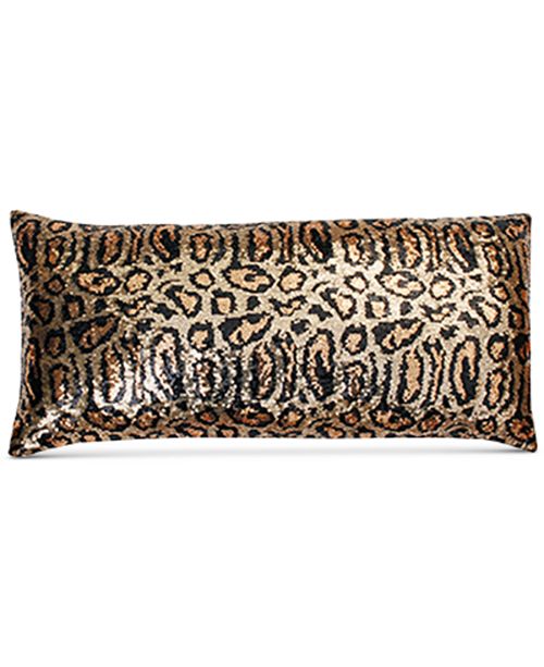 Thro Chi Chi Cheetah Faux Silk Sequin 12 X 24 Decorative Pillow