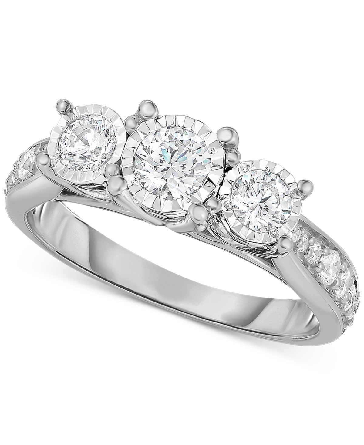 Diamond Three-Stone Ring (1 ct. t.w.) in 14k White, Yellow or Rose Gold - Rose Gold