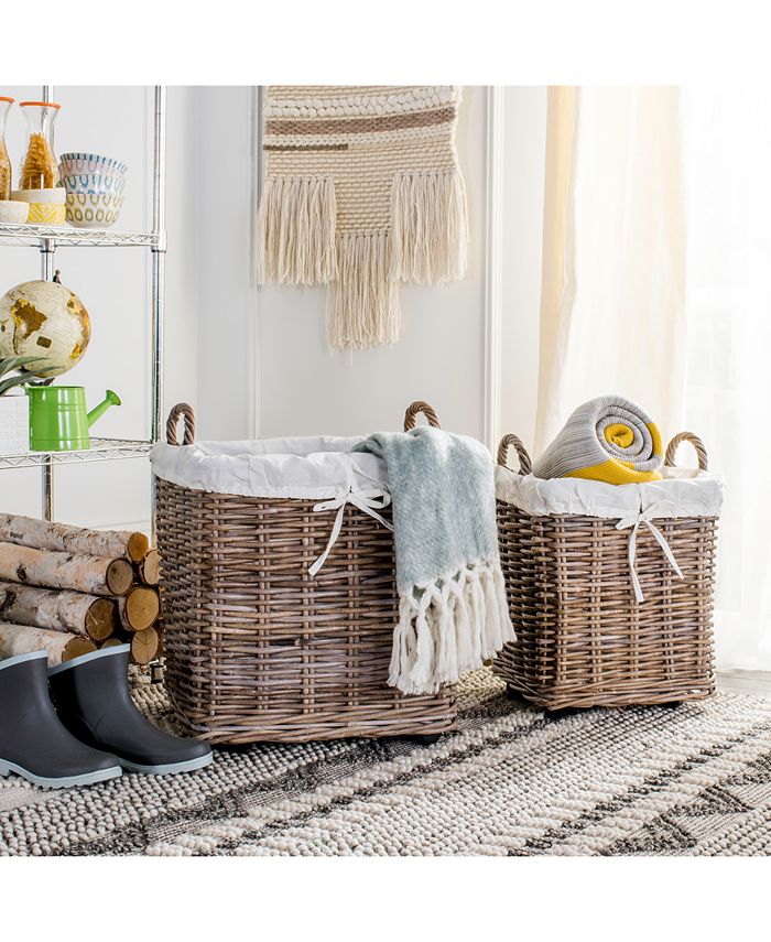 Safavieh Amari Rattan Square Baskets with Wheels (Set of 2) Macy's
