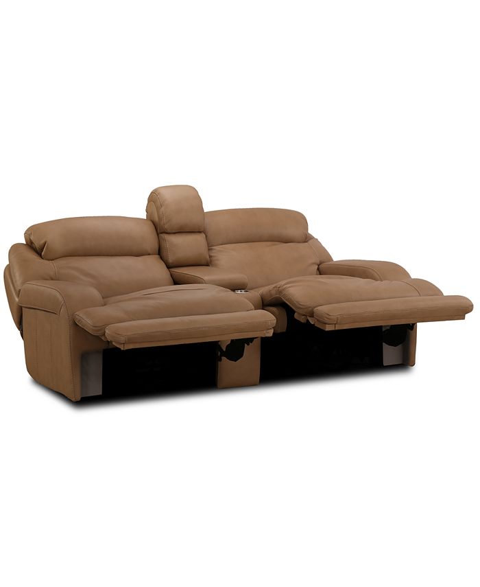 Furniture - Daventry 97" 3-Pc. Leather Sectional Sofa With 2 Power Recliners, Power Headrests, Console And USB Power Outlet
