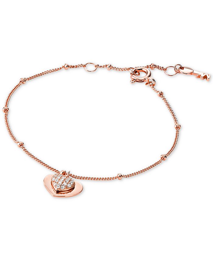 Tredje Kommerciel Tips Michael Kors Women's Kors Love Pavé Heart Sterling Silver Bracelet - Macy's