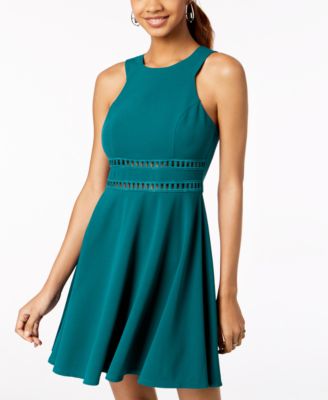 Trixxi Juniors Scalloped Lace Top Flocked Scuba Dress Size 13 main image 1