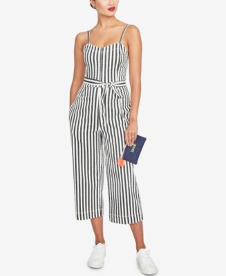 Rachel Roy Womens Cotton Cropped Tie Back Jumpsuit Black Size 12