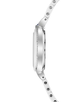 Bulova - Women's Rubiyat Diamond (1/3 ct. t.w.) Stainless Steel & White Ceramic Bracelet Watch 35mm