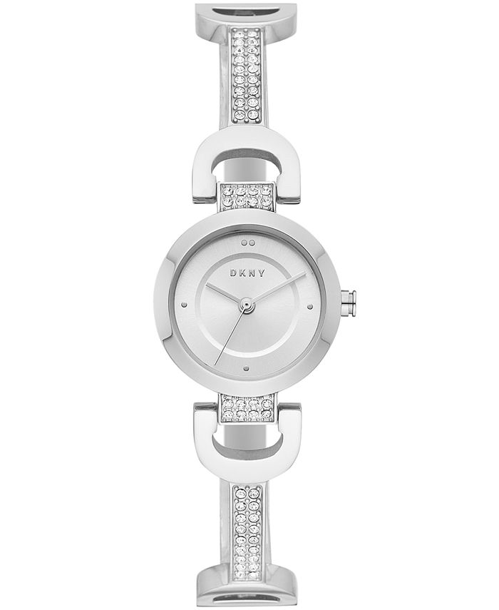 DKNY Women s City Link Stainless Steel Pav Crystal Half Bangle