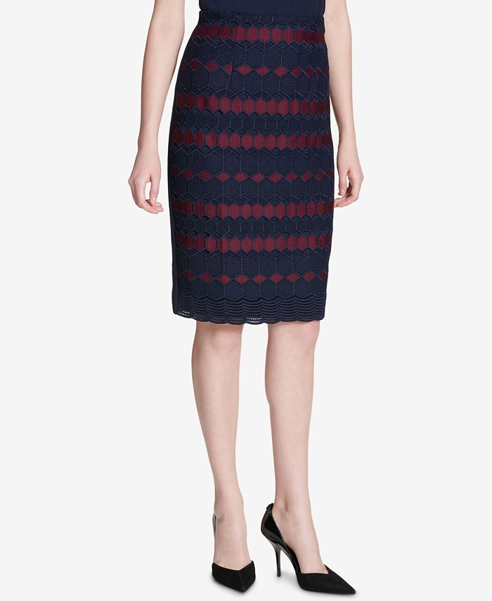 Calvin Klein Lace Scuba Pencil Skirt - Macy's