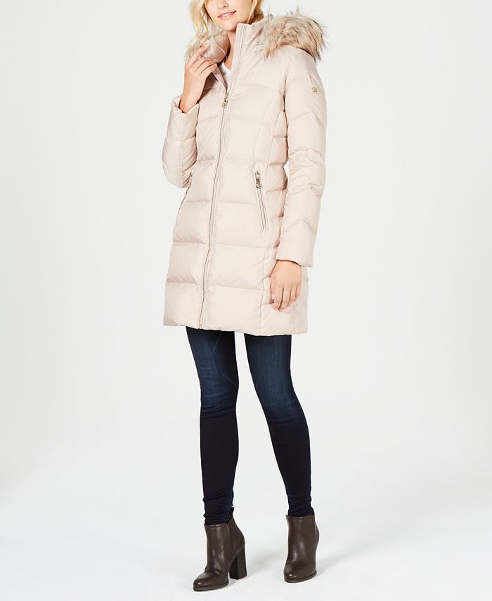 Calvin Klein Faux-Fur-Trim Hooded Puffer Coat, Created for Macy's & Reviews  - Women's Brands - Women - Macy's