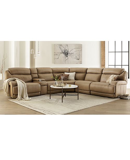 Furniture Daventry Leather Sectional Sofa Collection With Power