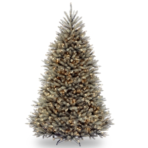 National Tree 7 5' Dunhill Blue Fir Hinged Tree with Clear Lights