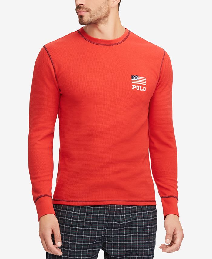 Polo Ralph Lauren Men's Waffle-Knit Thermal with Flag Logo & Reviews ...