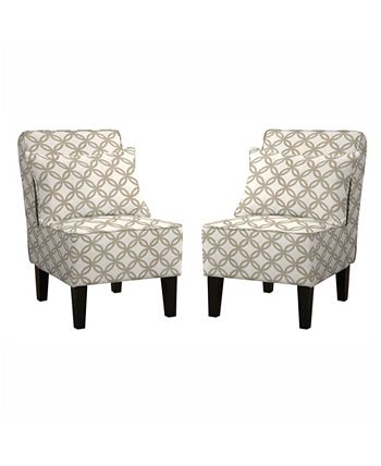 Handy Living - Bryce Armless Accent Chair Set in Gray, Black and Brown Geometric Circles