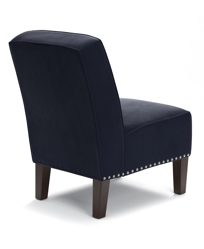 Handy Living - Bryce Armless Chair in Navy Blue Velvet