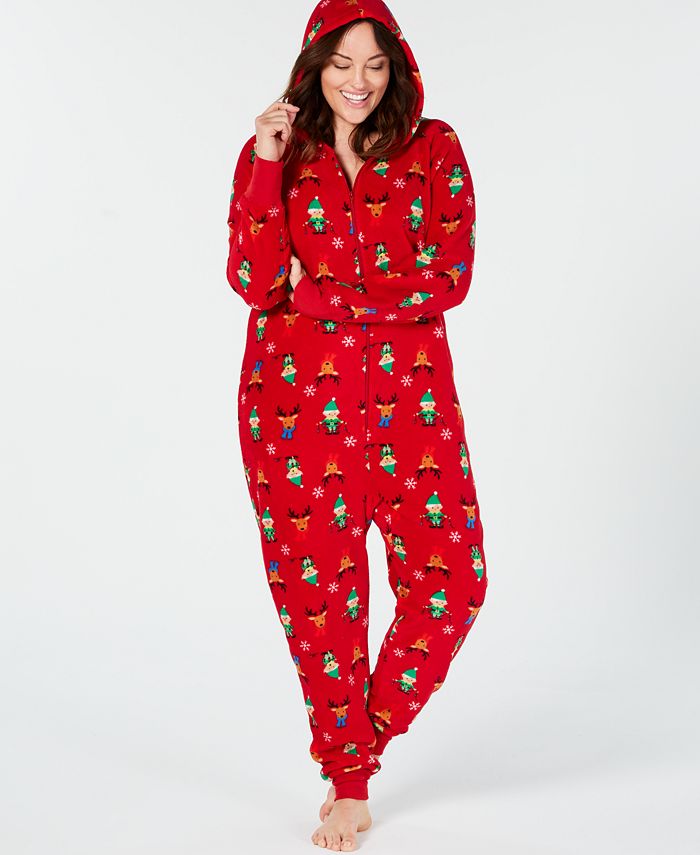 Family Pajamas Matching Plus Size Women's Elf Hooded Pajama Jumpsuit ...